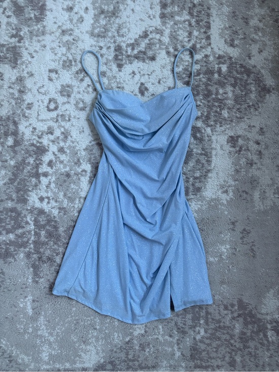Windsor Dresses & Skirts - Windsor Homecoming Light Blue Sparkle Cowl Mini Dress